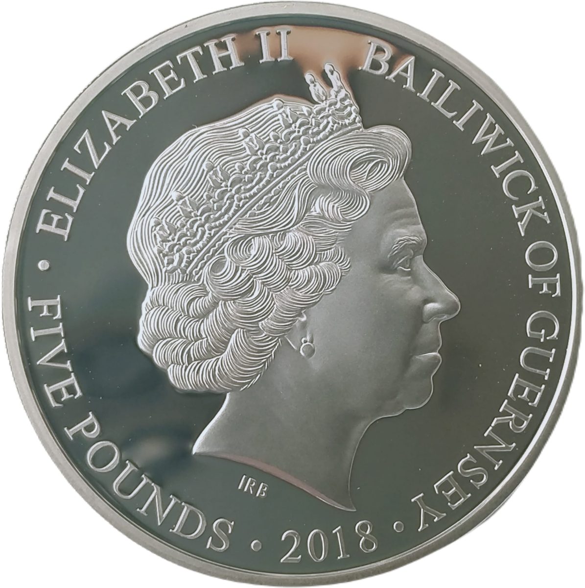 Guernsey 5 Pounds - Elizabeth II 70th Birthday of Prince Charles; Silver Proof obverse