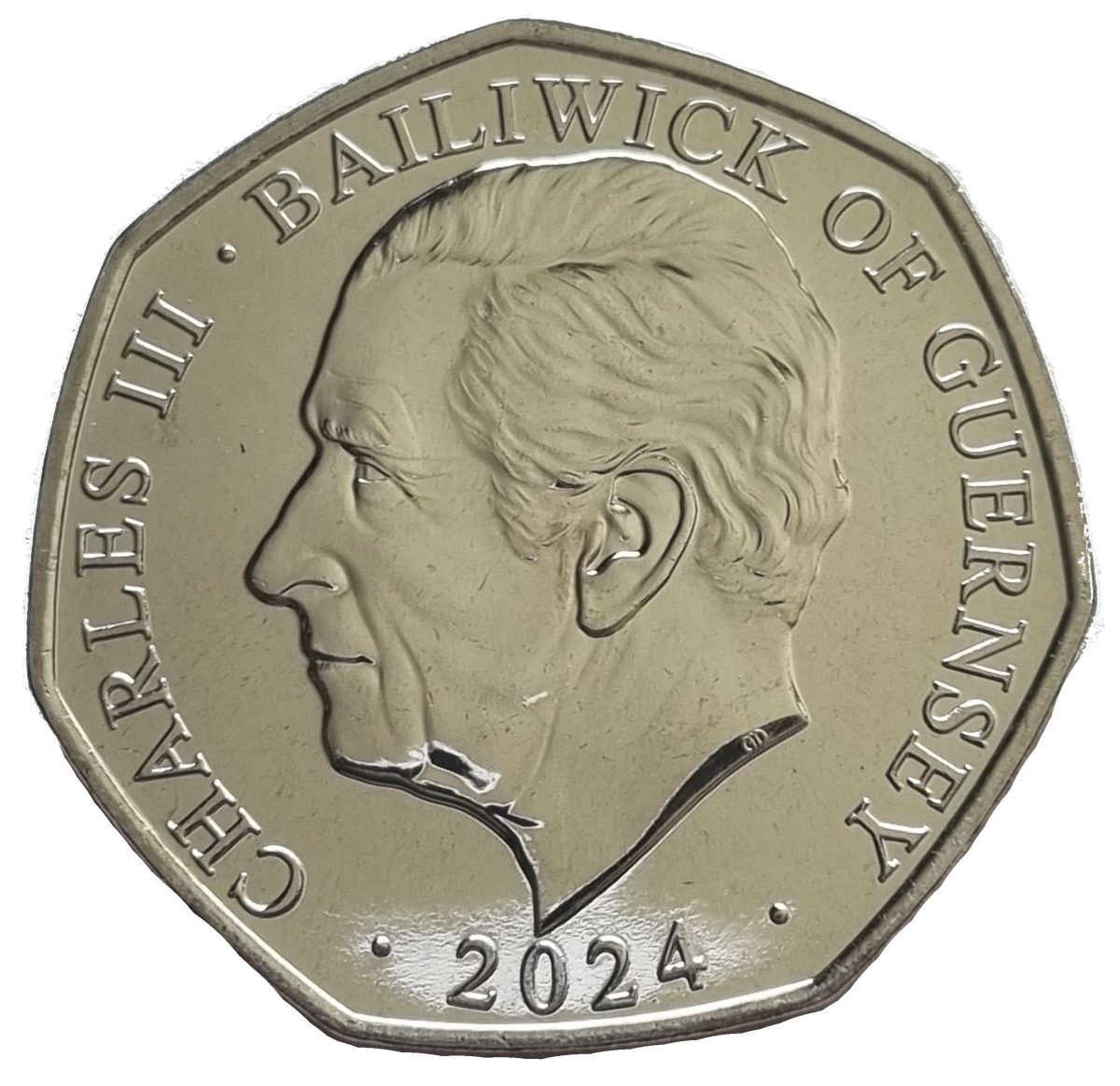 Guernsey 50 Pence - Charles III Mice; Coloured obverse