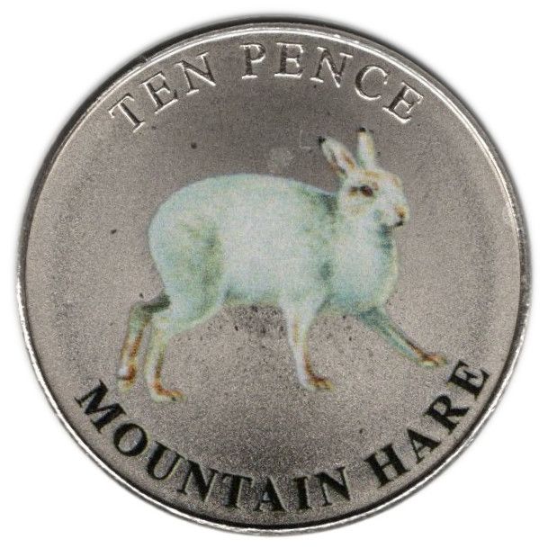 Guernsey 10 Pence - Charles III Mountain Hare; Colourised reverse