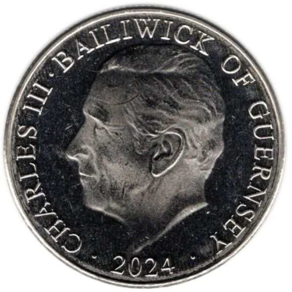 Guernsey 10 Pence - Charles III Beaver; Colourised obverse