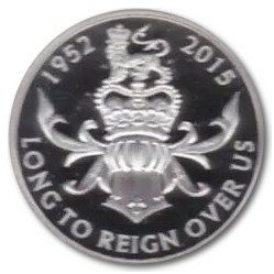 Jersey 5 Pounds - Elizabeth II Longest Reigning Monarch - 1970's Portrait; Silver reverse