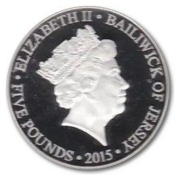 Jersey 5 Pounds - Elizabeth II Longest Reigning Monarch - 2000's Portrait; Silver obverse