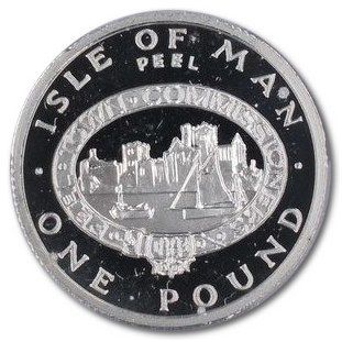 Isle of Man 1 Pound - Elizabeth II Peel; Silver Proof reverse