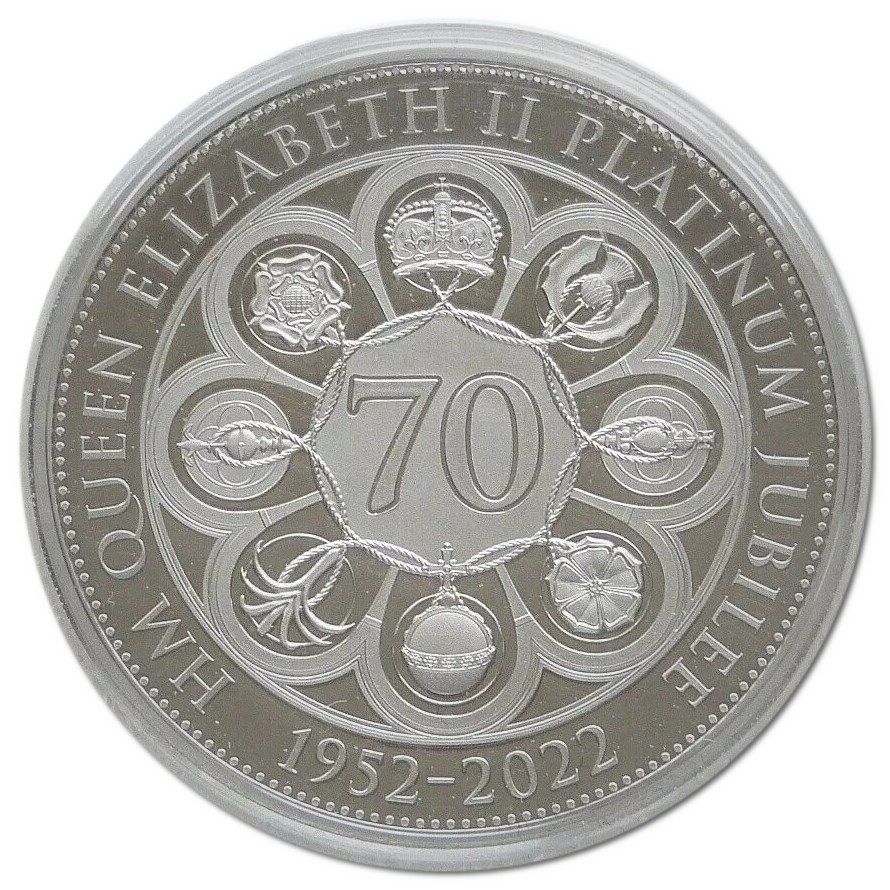 Guernsey 5 Pounds - Elizabeth II Platinum Jubilee; Platinum Proof