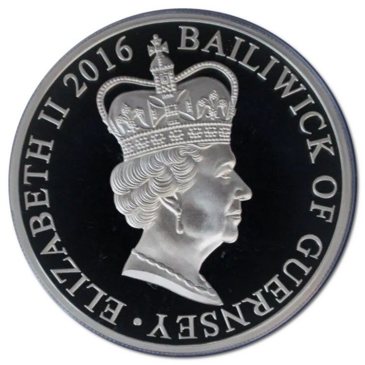 Guernsey 5 Pounds - Elizabeth II 90th Birthday of Queen Elizabeth II; Silver Proof obverse