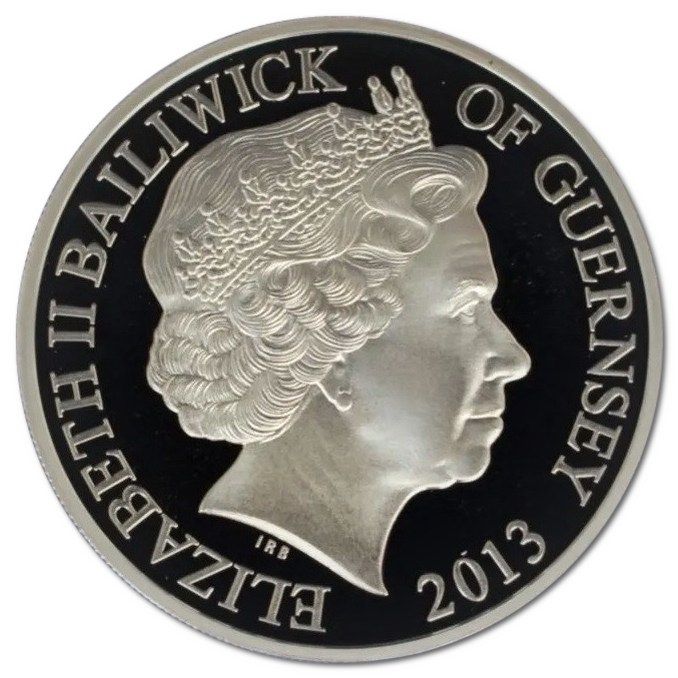 Guernsey 5 Pounds - Elizabeth II The Royal Birth; Silver Proof obverse