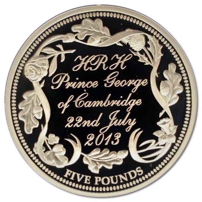 Guernsey 5 Pounds - Elizabeth II The Royal Birth; Silver Proof