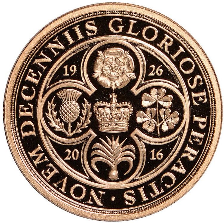 Gibraltar 1 Sovereign - Elizabeth II 90th Birthday; Gold Piedfort