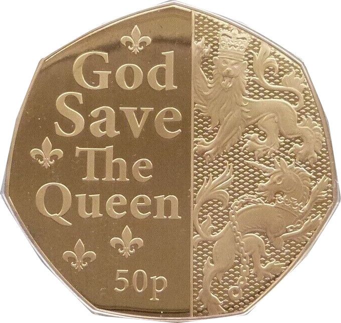 Isle of Man 50 Pence - Elizabeth II Platinum Jubilee; Gold 1oz reverse