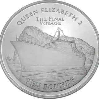 Gibraltar 10 Pounds - Elizabeth II Final Voyage of Queen Elizabeth II Ship
