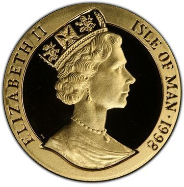 Isle of Man 1 Crown - Elizabeth II Year of the Tiger; Gold obverse