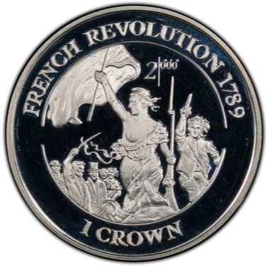 Isle of Man 1 Crown - Elizabeth II French Revolution; Silver Proof reverse