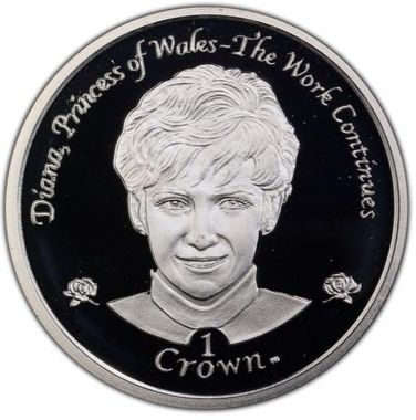 Isle of Man 1 Crown - Elizabeth II Princess Diana; Silver Proof reverse