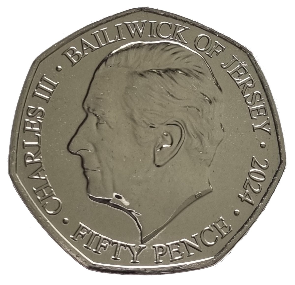 Jersey 50 Pence - Charles III Saint Helier; Coloured obverse