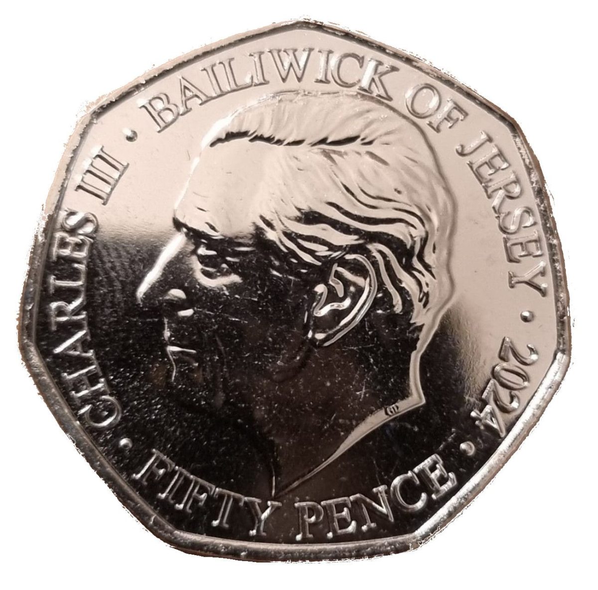 Jersey 50 Pence - Charles III Saint David; Coloured obverse