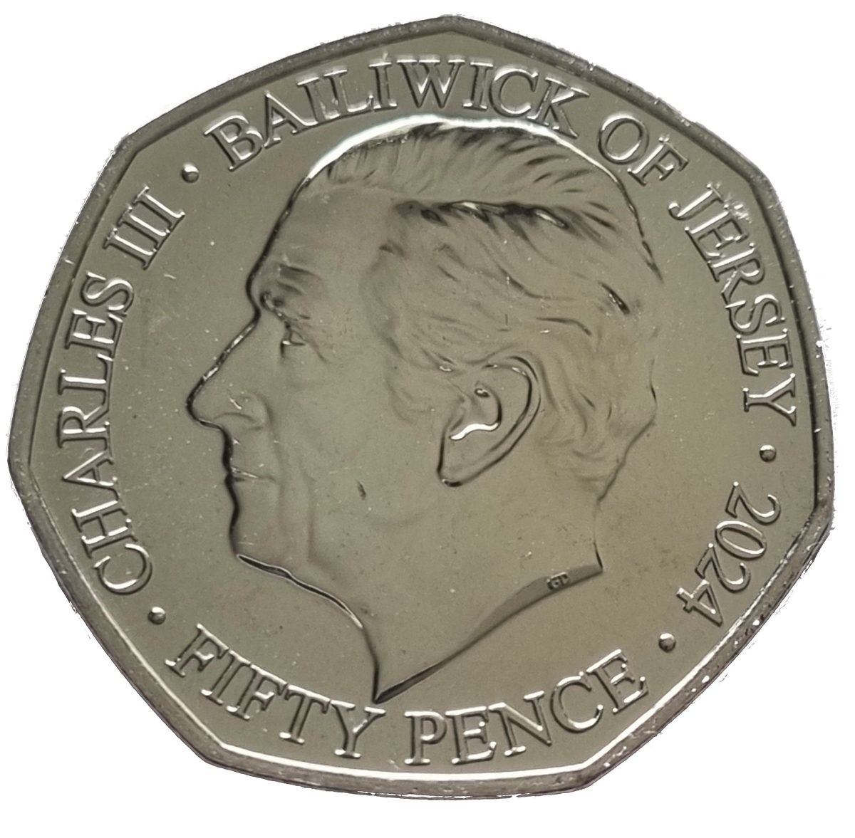 Jersey 50 Pence - Charles III Saint Andrew; Coloured obverse