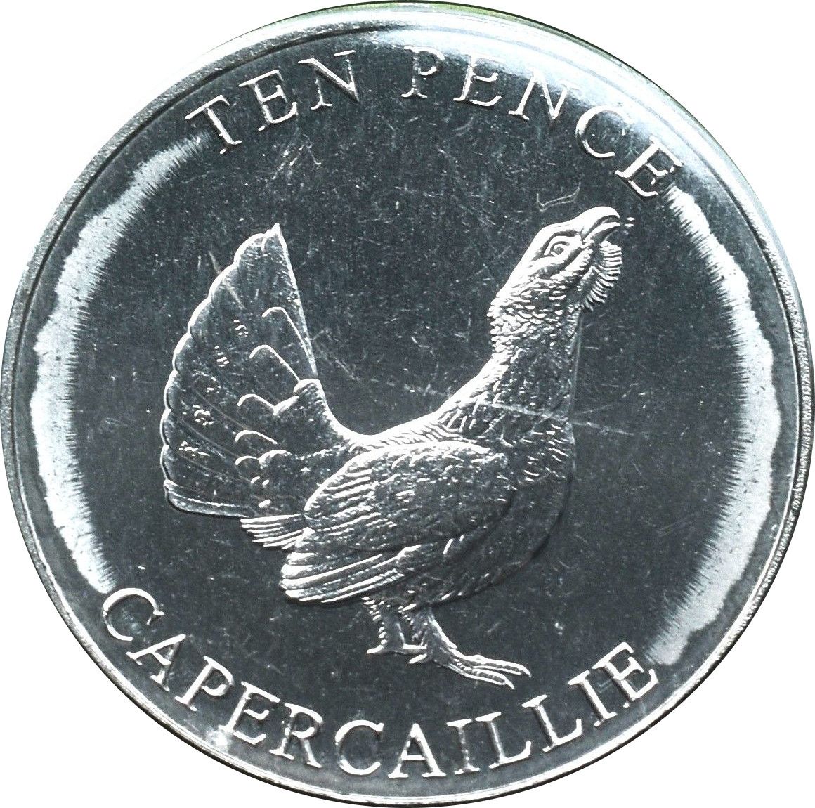 Guernsey 10 Pence - Charles III Capercaillie reverse