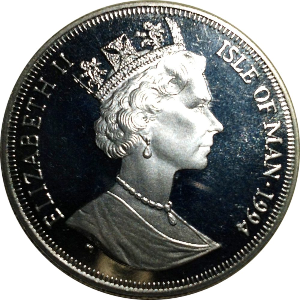 Isle of Man 1 Crown - Elizabeth II Louis Bleriot obverse
