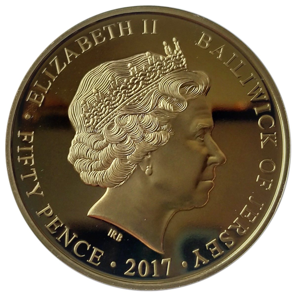 Jersey 50 Pence - Elizabeth II Platinum Wedding obverse
