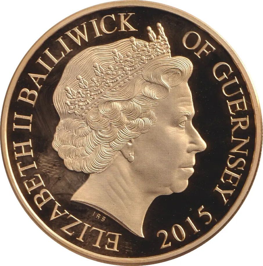 Guernsey 50 Pence - Elizabeth II Military Glider and Paratroops obverse