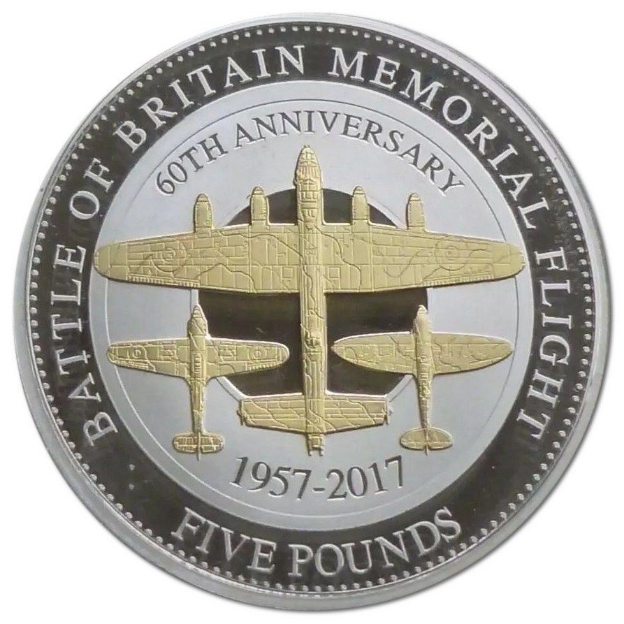Jersey 5 Pounds - Elizabeth II RAF Memorial Flight; Silver Proof