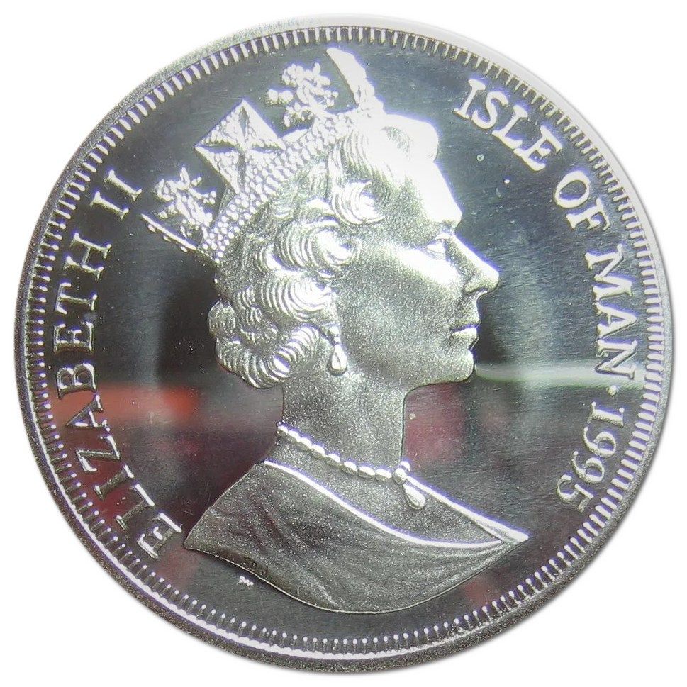 Isle of Man 1 Crown - Elizabeth II Lazlo Biro - Ballpoint Pen; Silver Proof obverse
