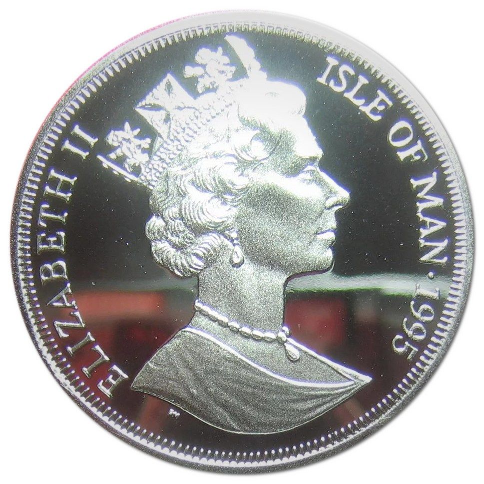 Isle of Man 1 Crown - Elizabeth II Pi Cheng - Movable type; Silver Proof obverse