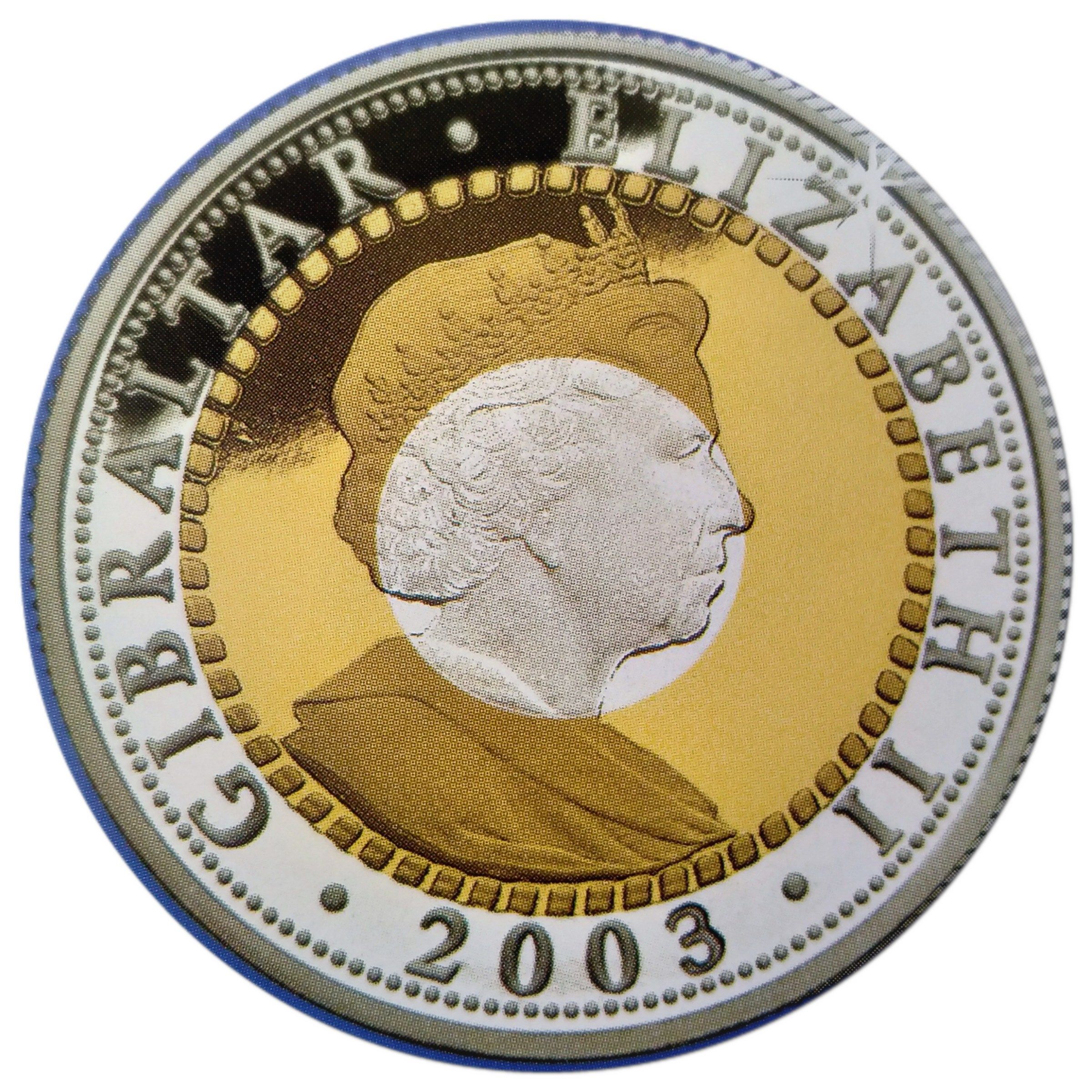 Gibraltar 1 Crown - Elizabeth II History of Powered Flight; Trimetallic obverse