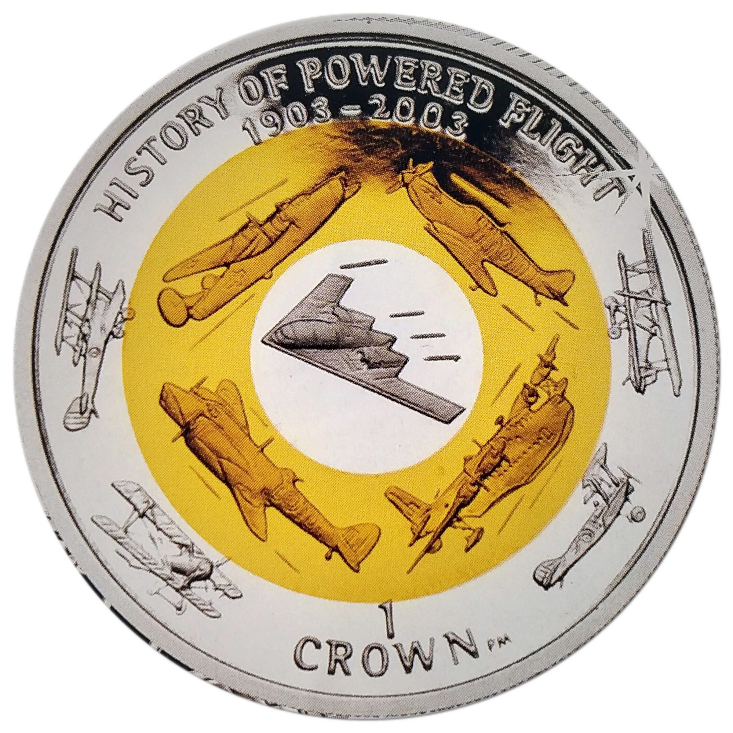 Gibraltar 1 Crown - Elizabeth II History of Powered Flight; Trimetallic reverse
