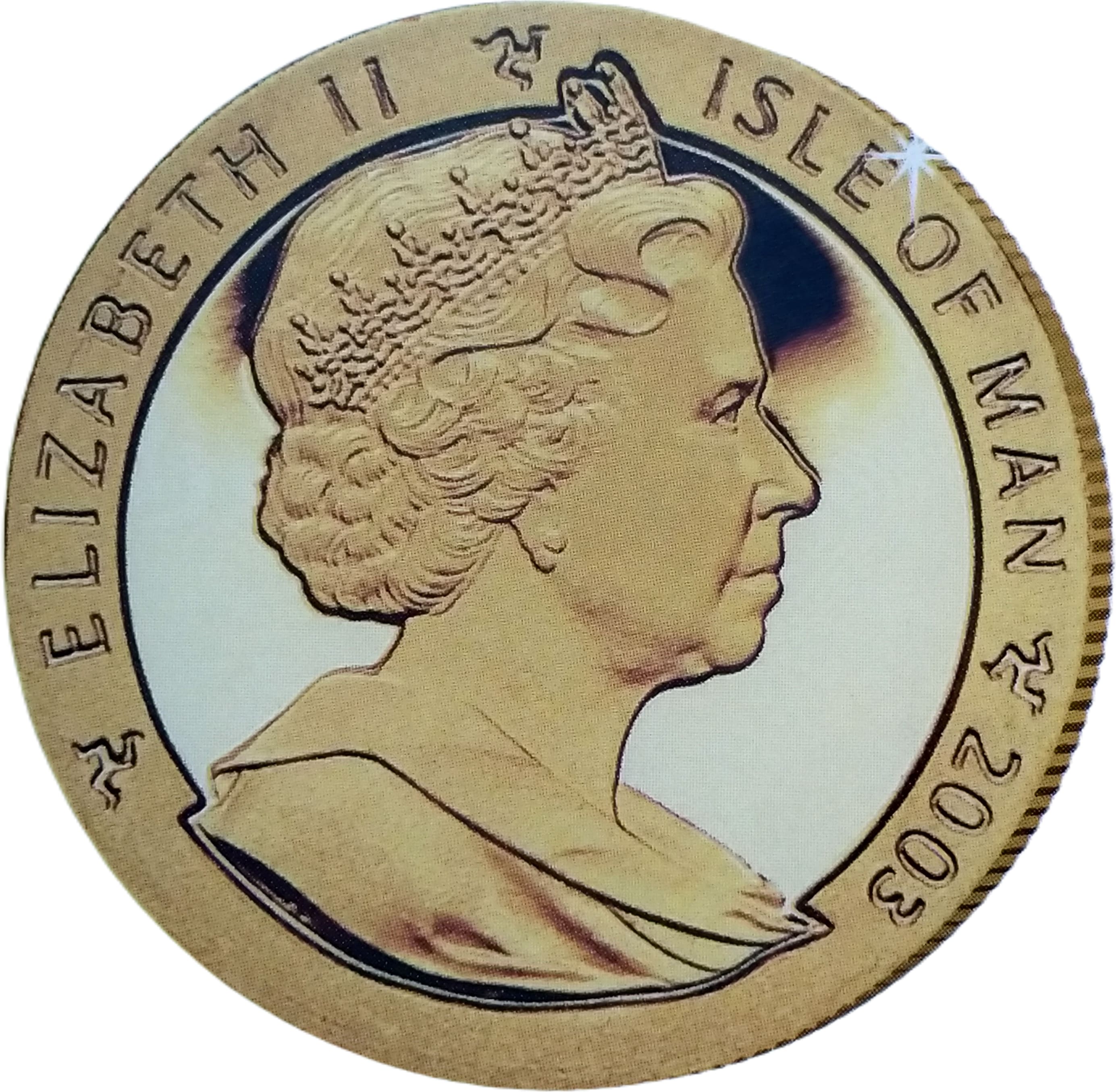 Isle of Man ⅕ Crown - Elizabeth II Year of the Goat obverse
