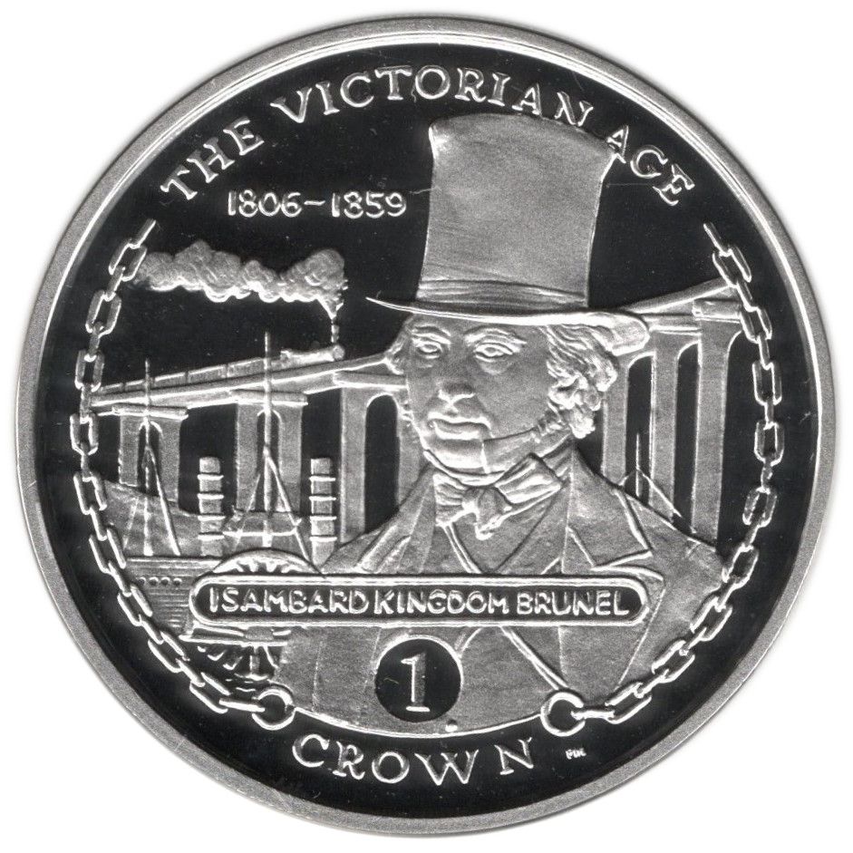 Gibraltar 1 Crown - Elizabeth II Isambard Brunel; Silver Proof reverse