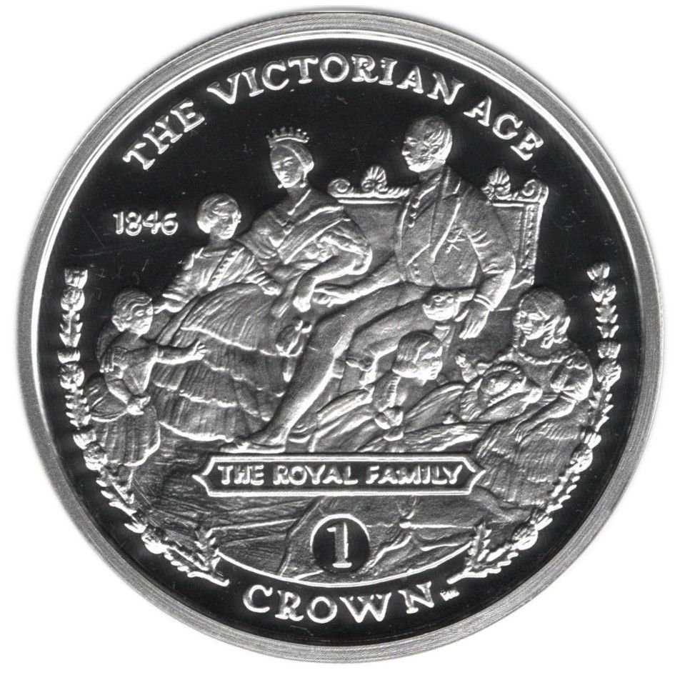 Gibraltar 1 Crown - Elizabeth II The Royal Family; Silver Proof reverse