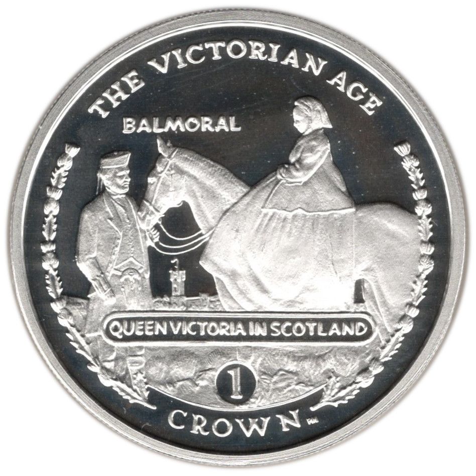 Gibraltar 1 Crown - Elizabeth II Queen Victoria in Scotland; Silver Proof reverse