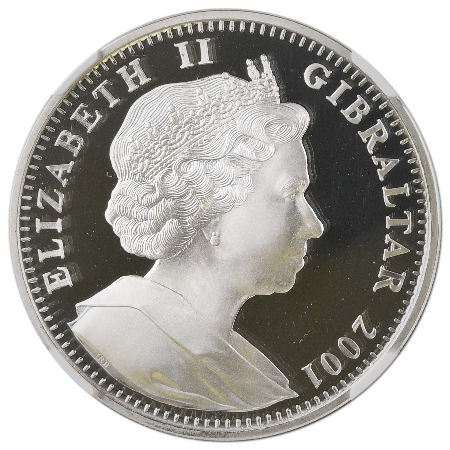 Gibraltar 1 Crown - Elizabeth II Lord Tennyson; Silver Proof obverse