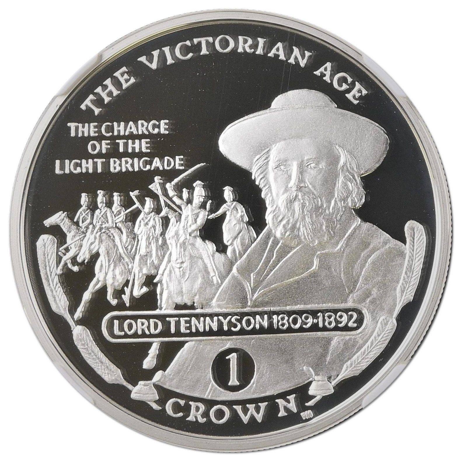 Gibraltar 1 Crown - Elizabeth II Lord Tennyson; Silver Proof reverse