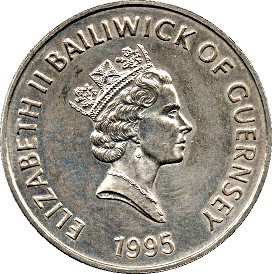 Guernsey 5 Pounds - Elizabeth II Queen Mother obverse