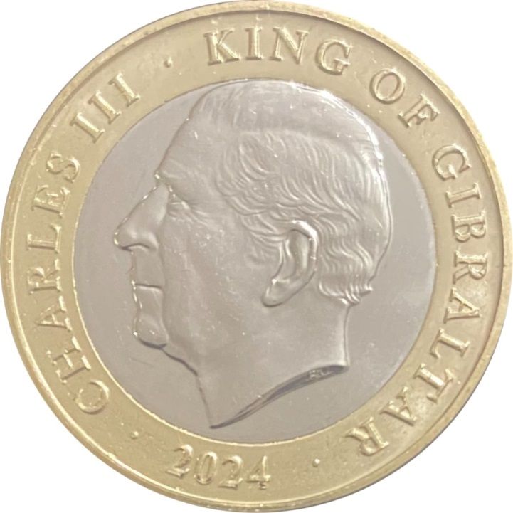 Gibraltar 2 Pounds - Charles III British Pubs - The Royal Oak obverse