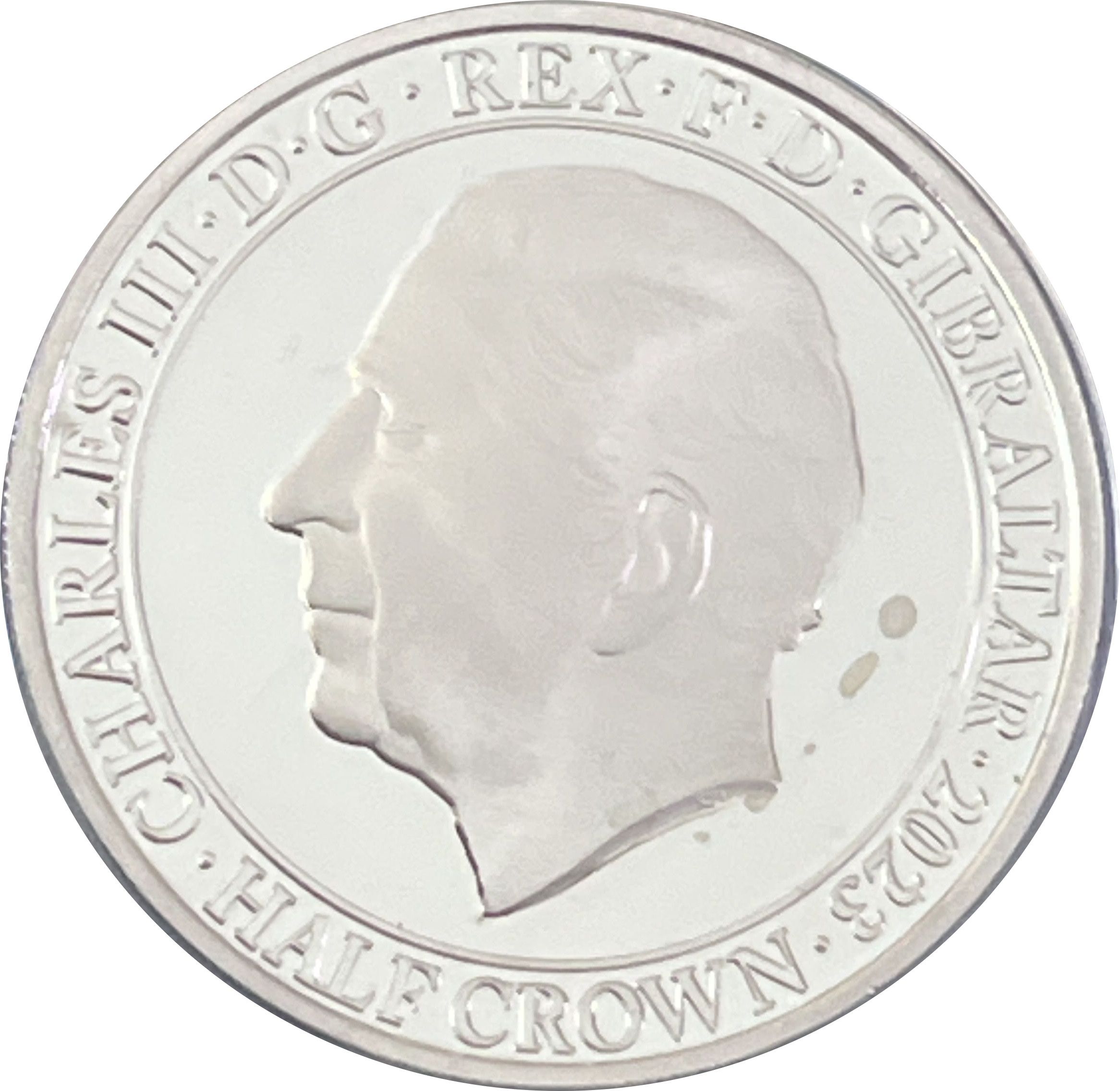 Gibraltar ½ Crown - Charles III Coronation Cypher; Silver plated obverse