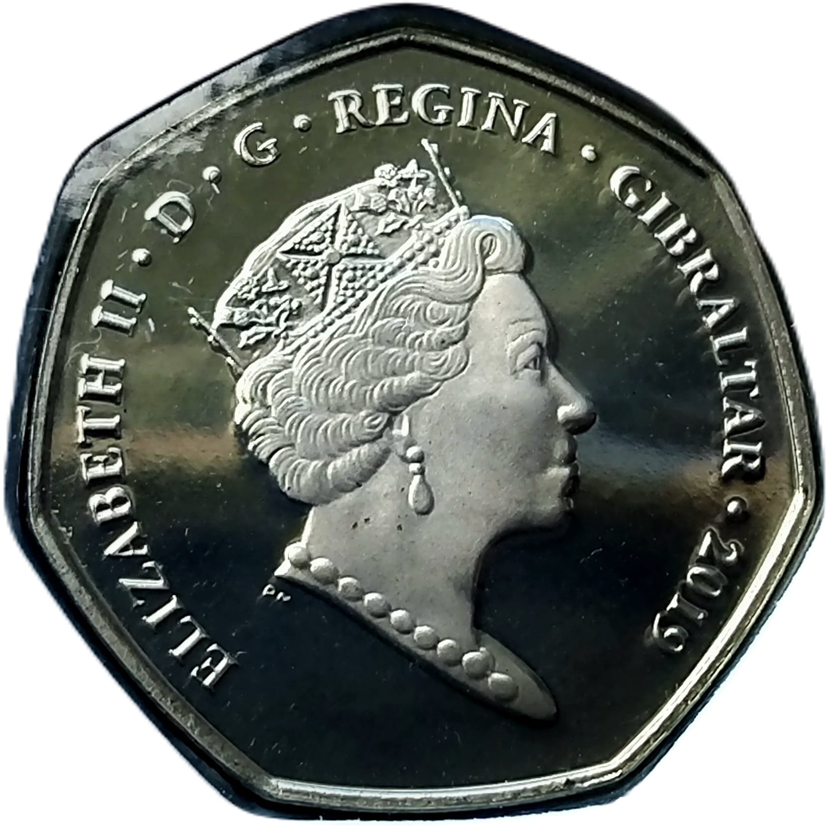 Gibraltar 50 Pence - Elizabeth II Christmas; Colourized obverse