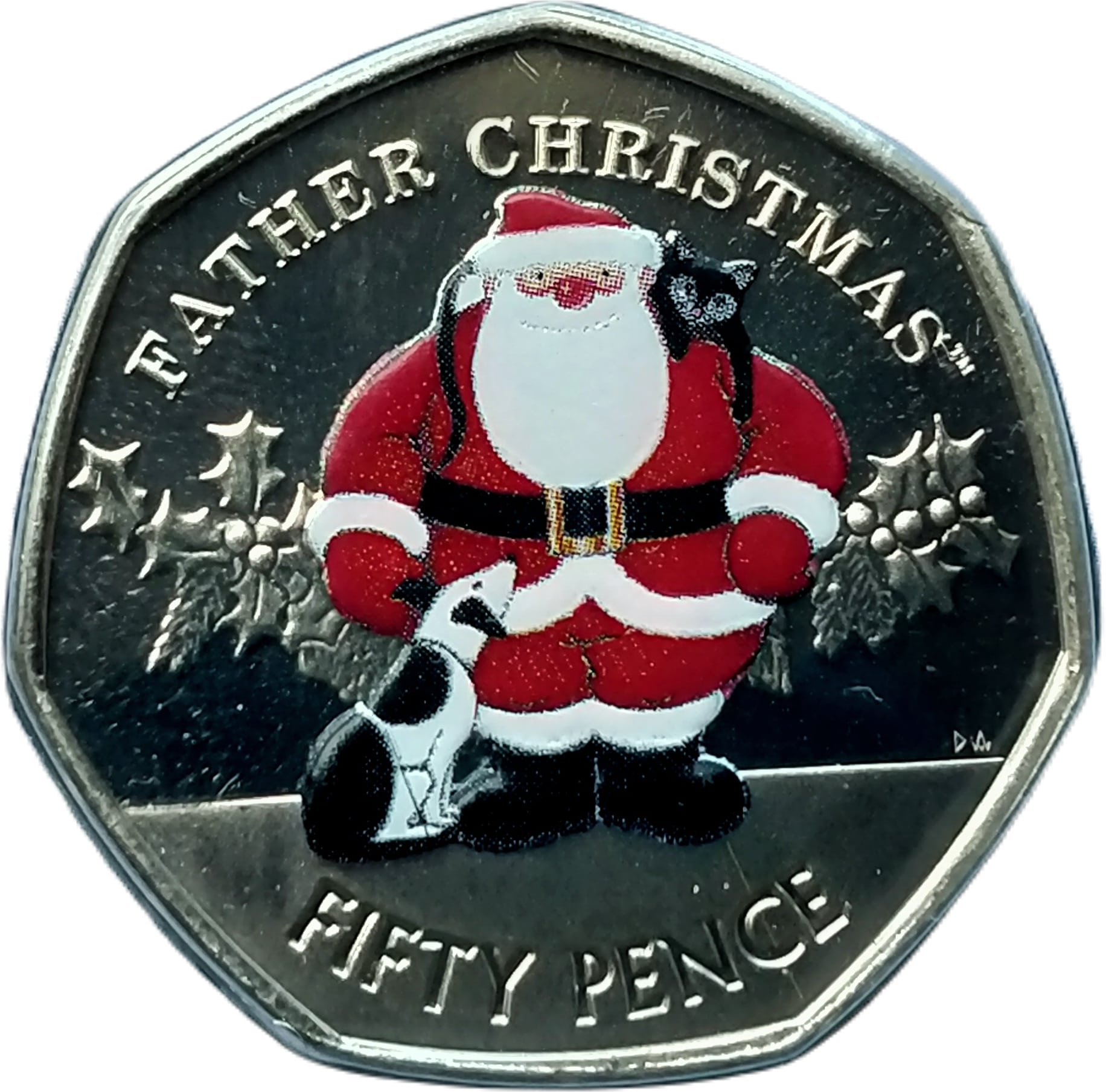 Gibraltar 50 Pence - Elizabeth II Christmas; Colourized