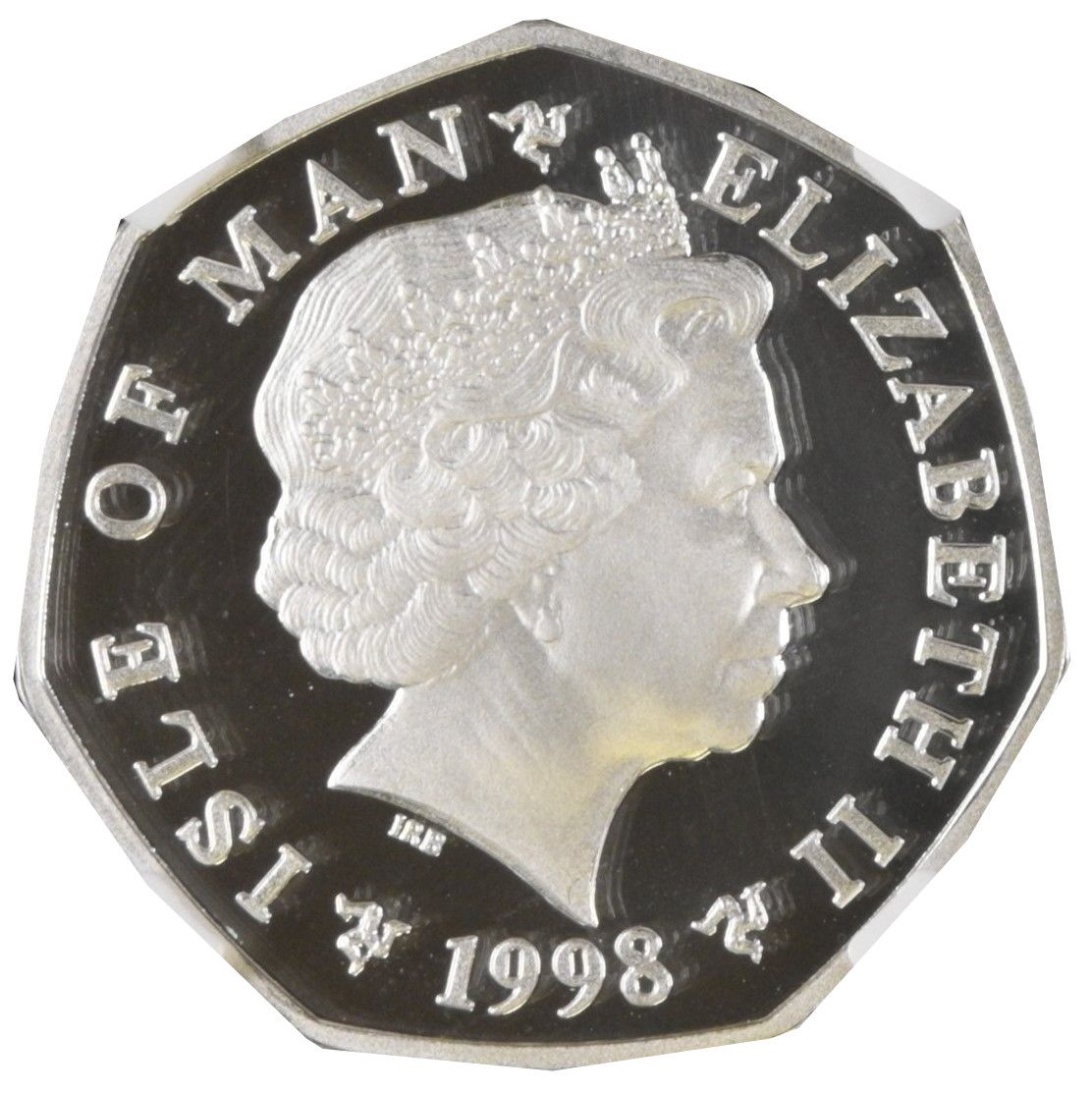 Isle of Man 50 Pence - Elizabeth II Christmas 1998; Silver Proof obverse