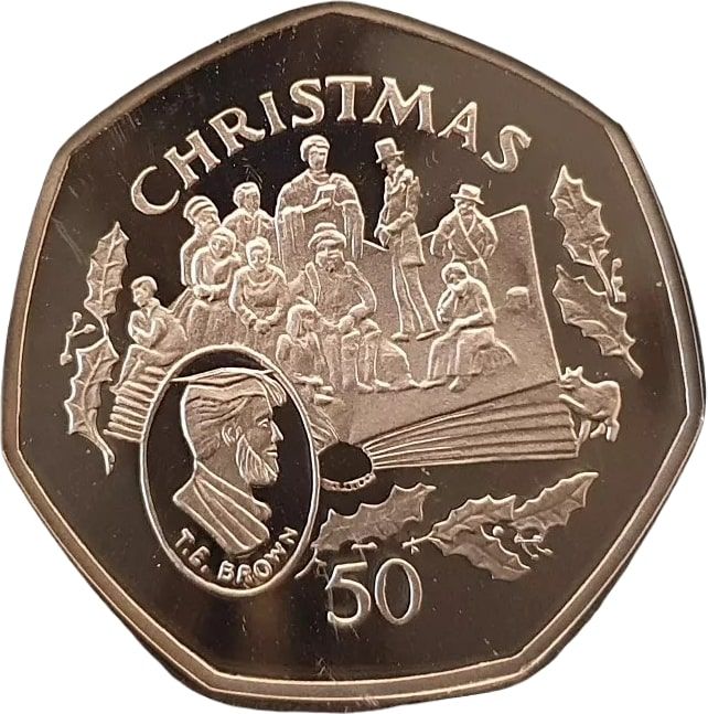 Isle of Man 50 Pence - Elizabeth II Christmas 1997; Silver Proof