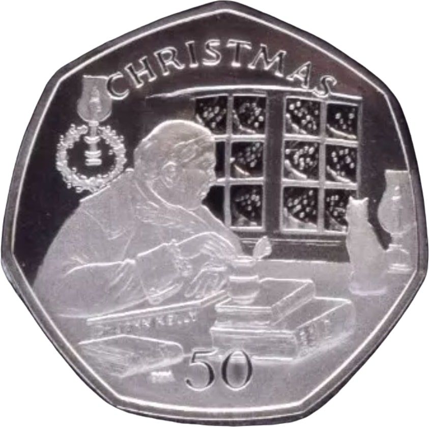 Isle of Man 50 Pence - Elizabeth II Christmas 2000; Silver Proof