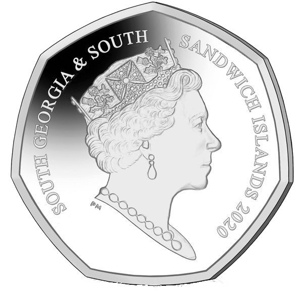 South Georgia and the South Sandwich Islands 50 Pence - Elizabeth II HMS Resolution, Silver obverse