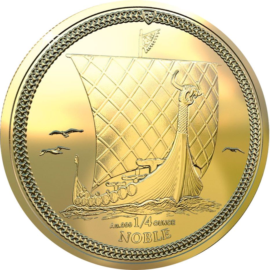 Isle of Man ¼ Noble - Charles III Longboat, Gold