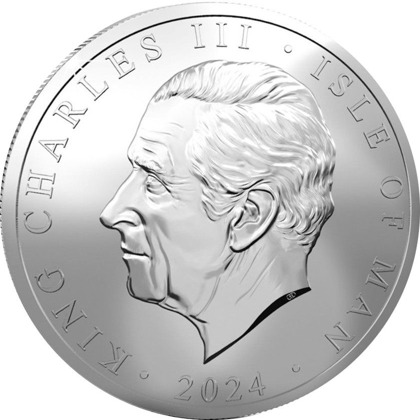 Isle of Man ½ Noble - Charles III Longboat, Silver obverse