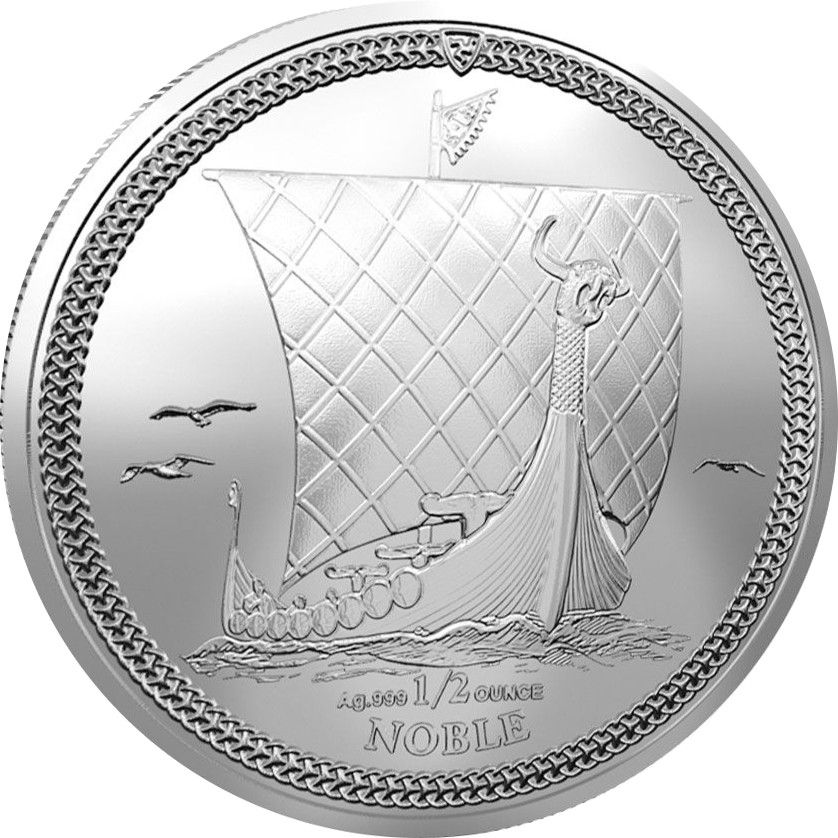 Isle of Man ½ Noble - Charles III Longboat, Silver