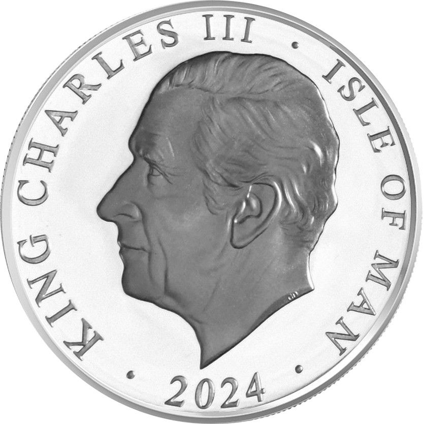Isle of Man ½ Angel - Charles III Archangel Michael; Silver obverse