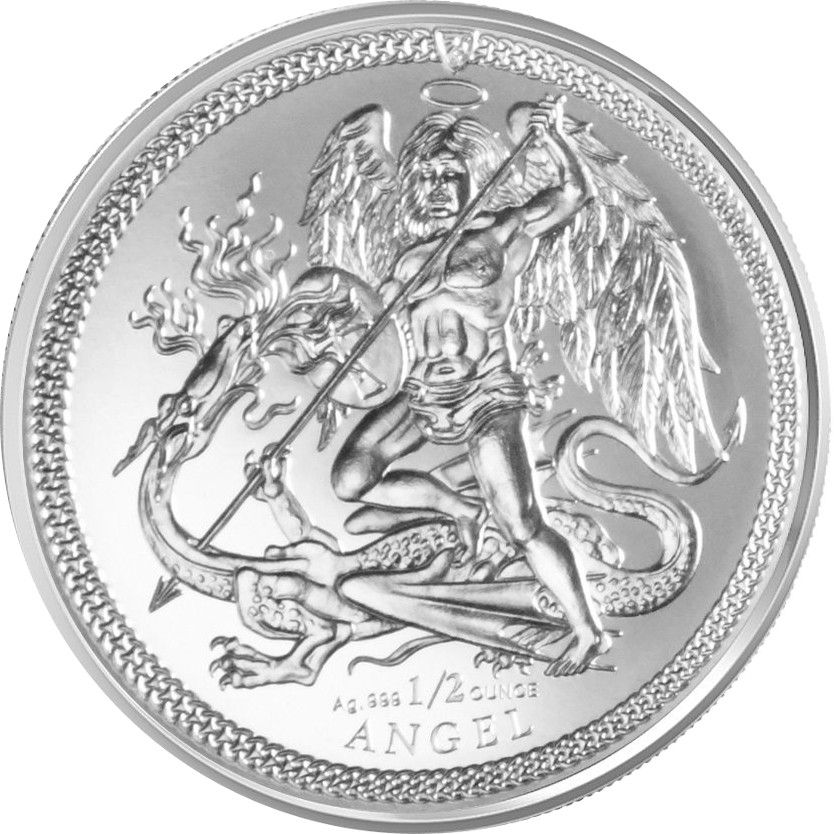 Isle of Man ½ Angel - Charles III Archangel Michael; Silver