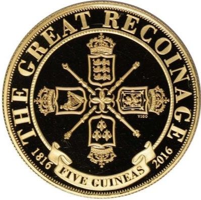 Gibraltar 5 Guineas - Elizabeth II 200th Ann. of the 1816 recoinage